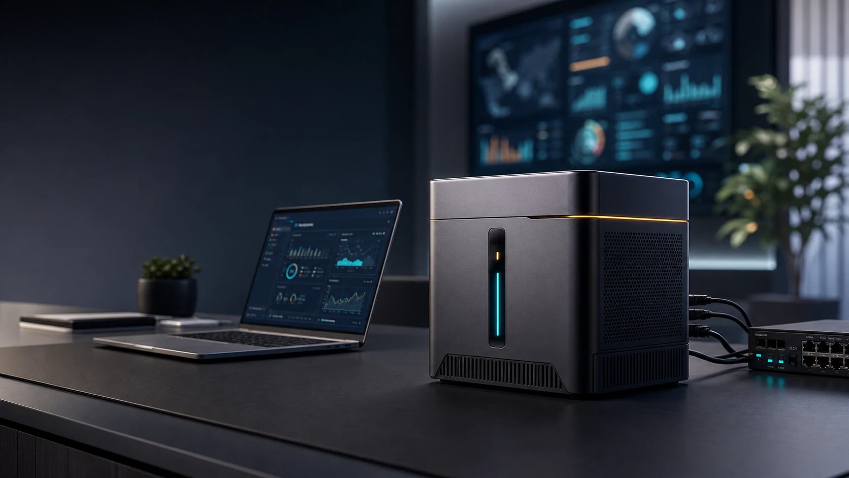 Local AI agent workstation on a business desk